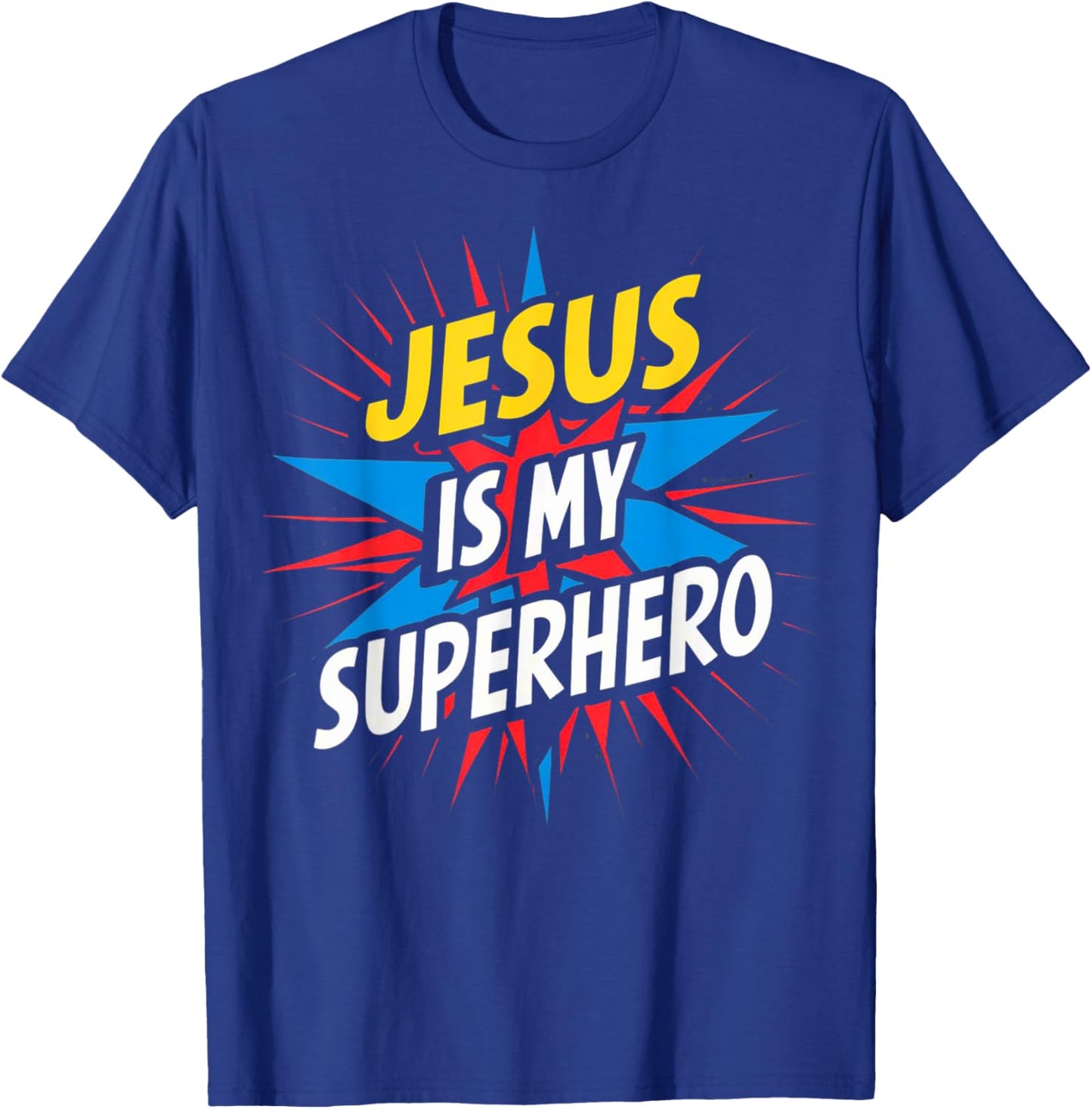 Jesus Is My Superhero Christian God Religious Comic Kids Boy T-Shirt - T-Shirt | Royal