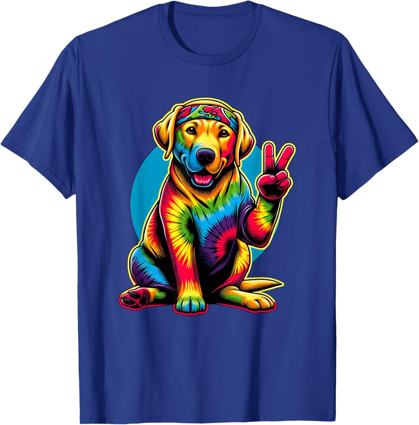 Peace Sign Tie Dye Labrador Retriever dog T-Shirt - T-Shirt | Royal