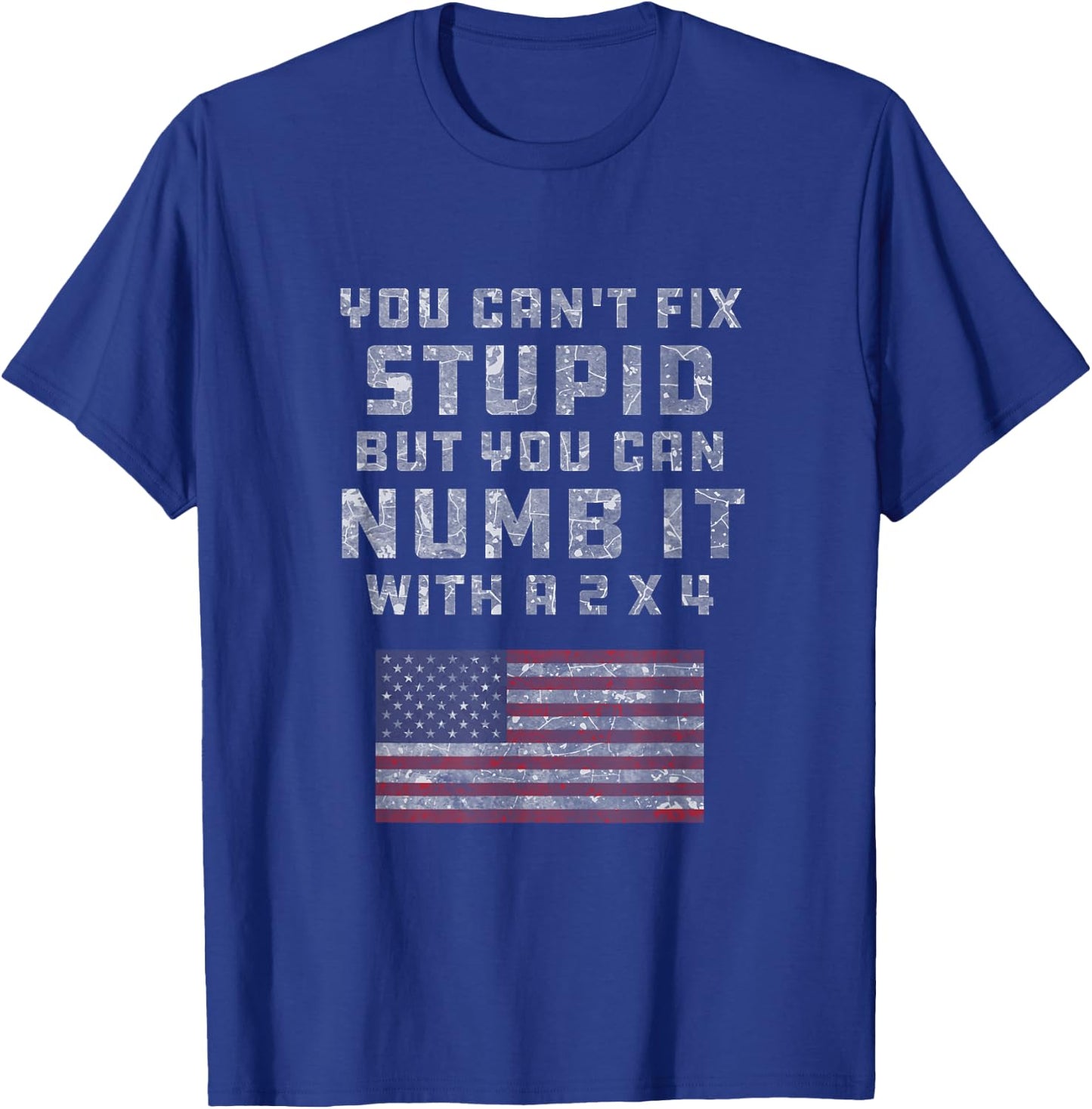 You Can't Fix Stupid But You Can Numb it With a 2x4 Joke T-Shirt - T-Shirt | Royal