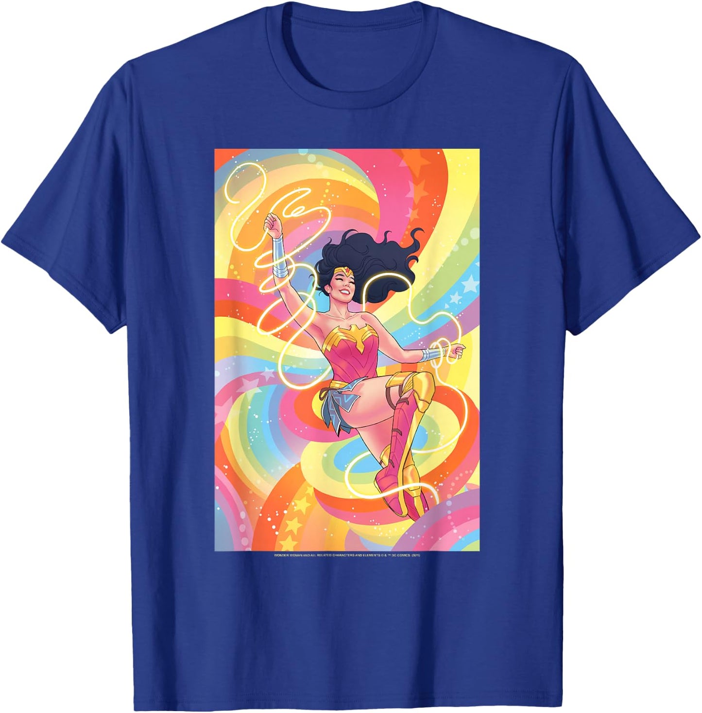 DC Comics Pride Wonder Woman Rainbow Retro T-Shirt - T-Shirt | Royal