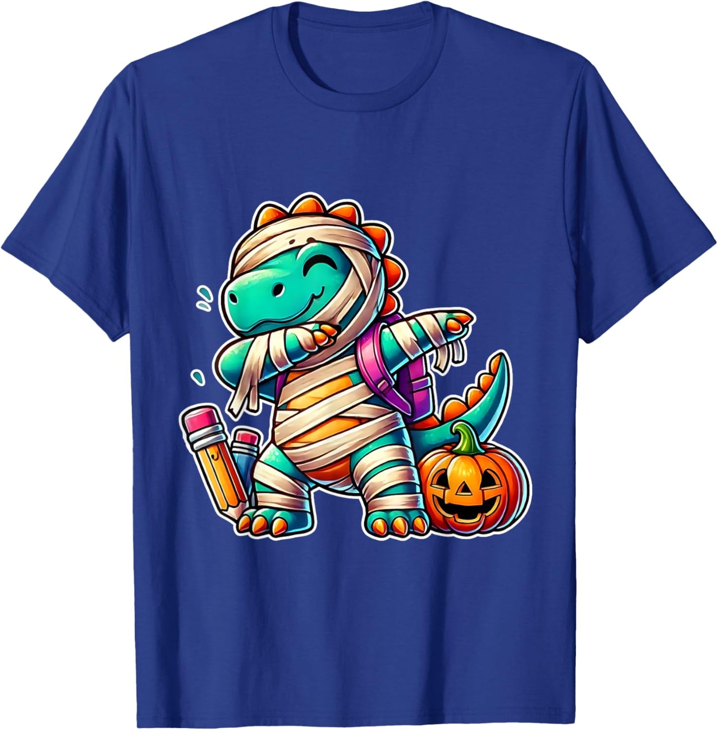 Funny Dab Mummy Dabbing Costumes Spooky Halloween Dinosaur T-Shirt - T-Shirt | Royal