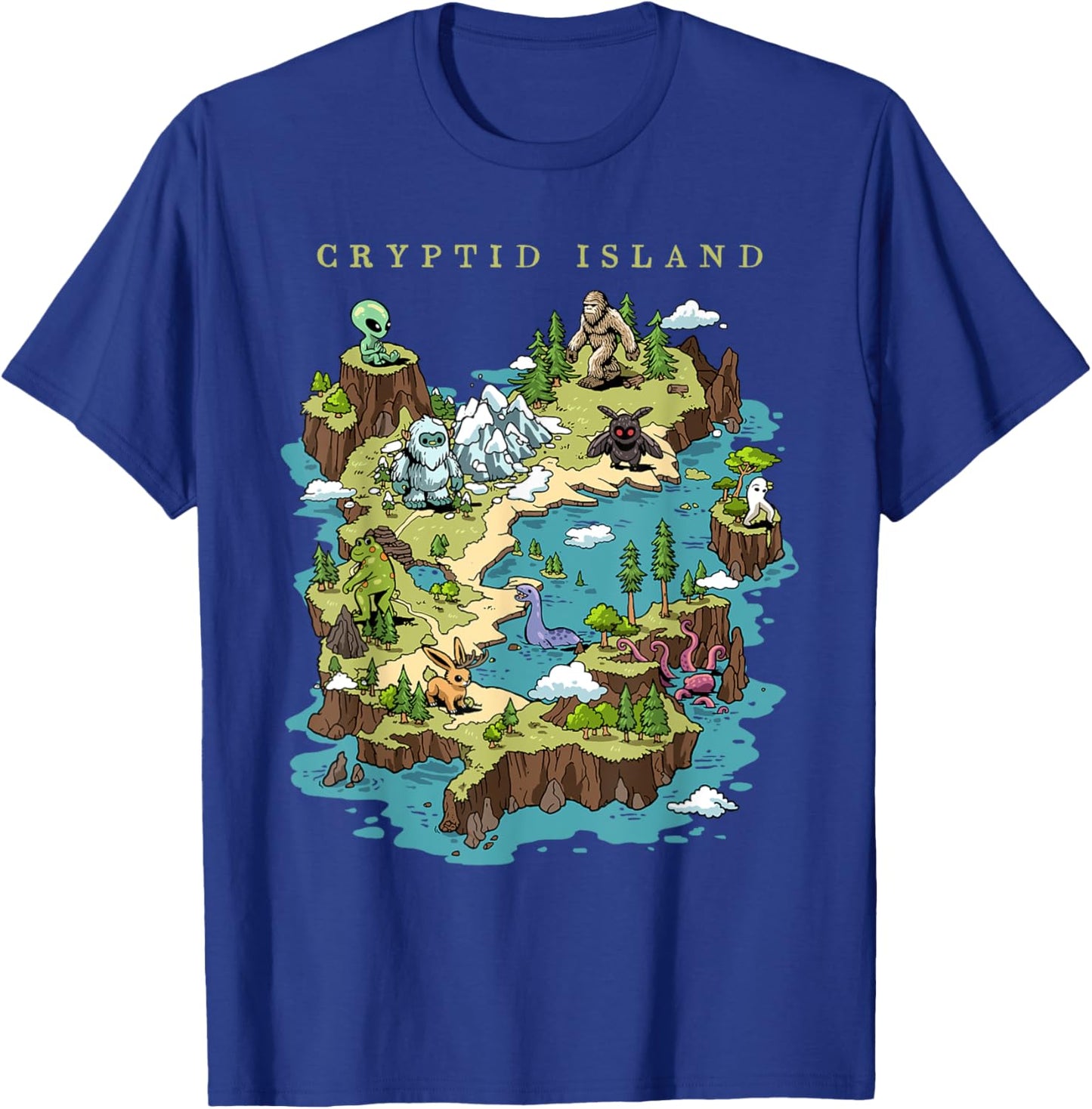 Cryptid Shirt Bigfoot Loch Ness Monster Mothman Jersey Devil T-Shirt - T-Shirt | Royal