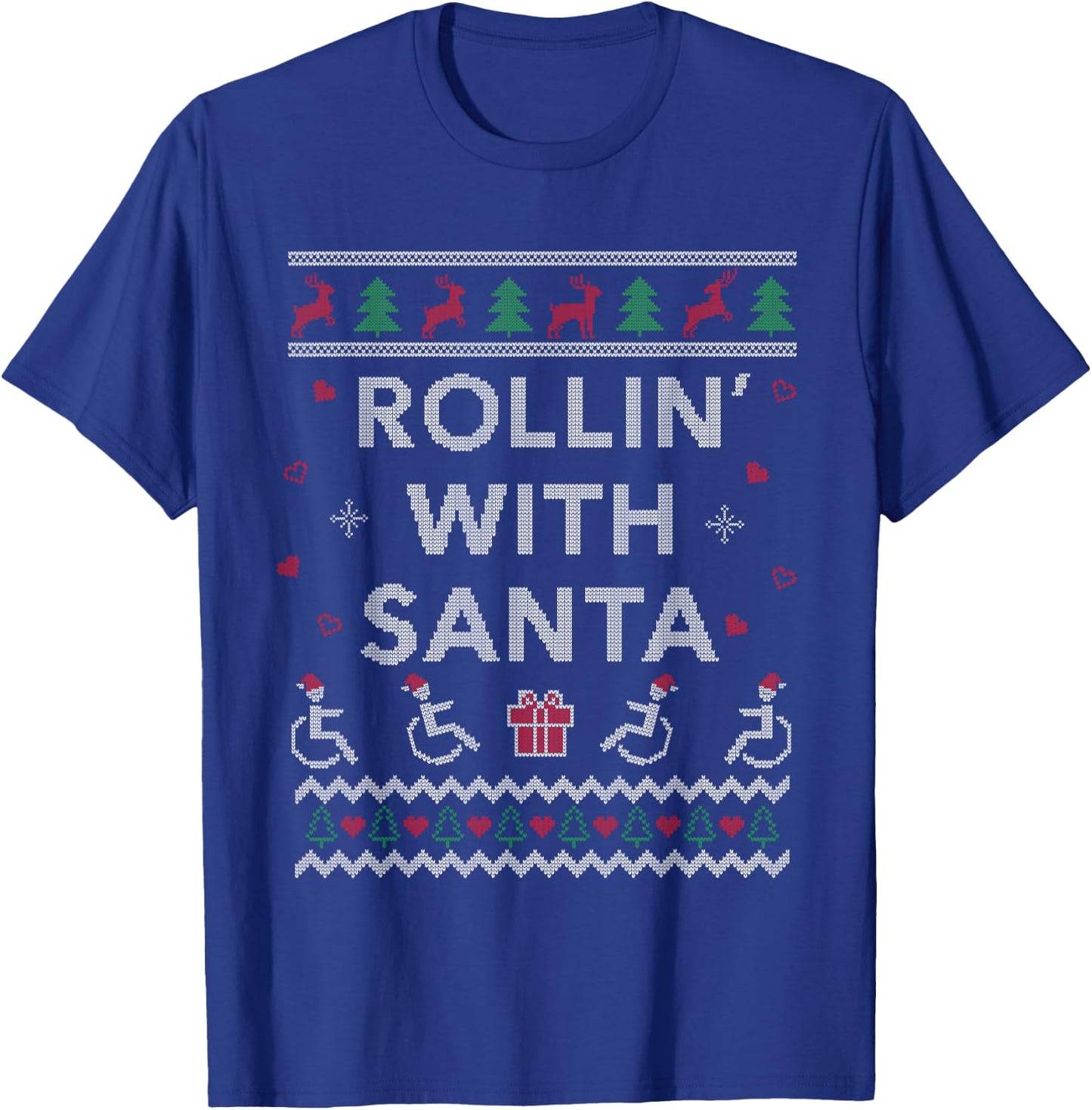 Handicap Wheelchair Design Funny Ugly Christmas T-Shirt - T-Shirt | Royal