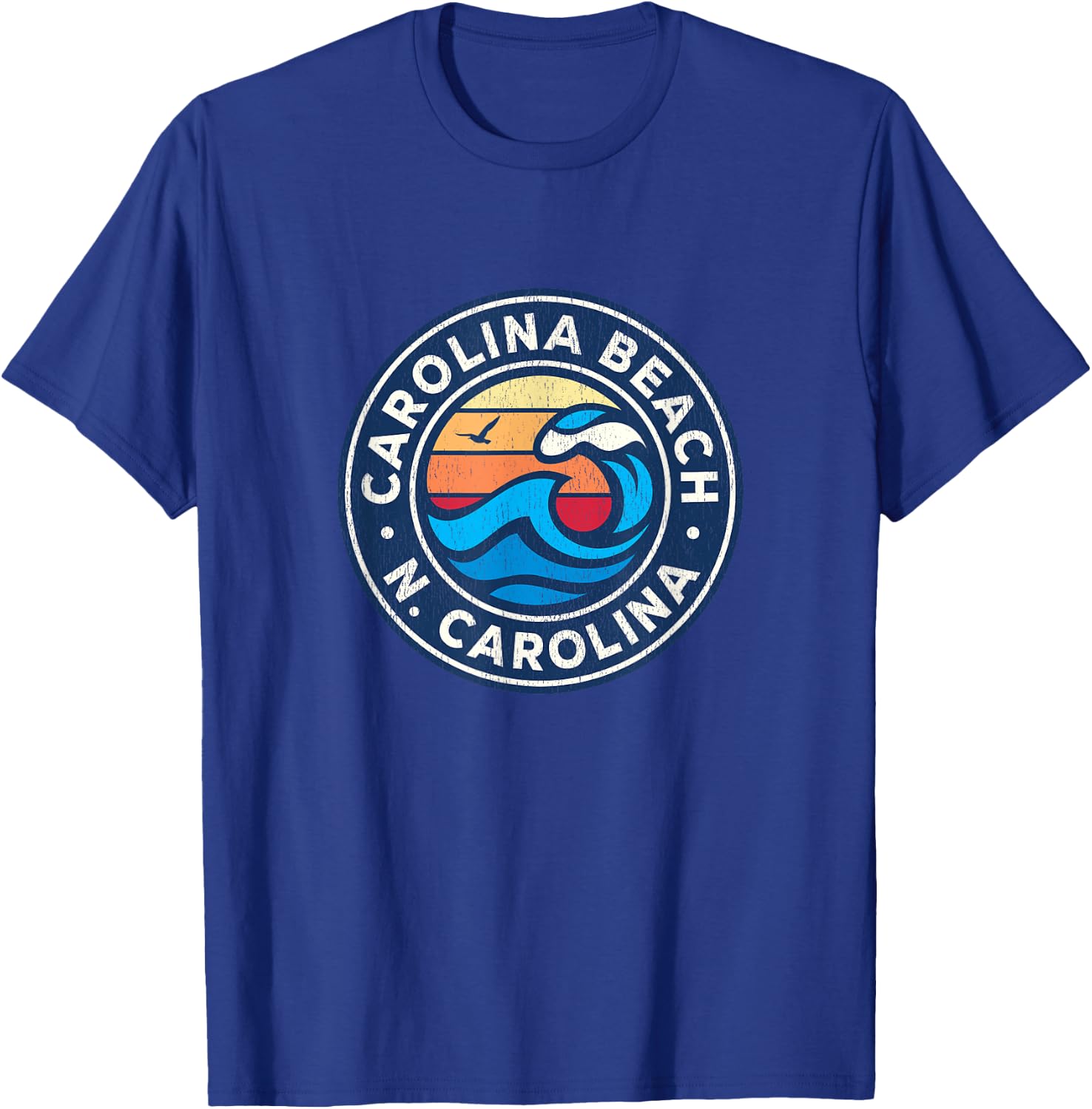 Carolina Beach North Carolina NC Vintage Nautical Waves Desi Men Women Kids T-Shirt - T-Shirt | Royal