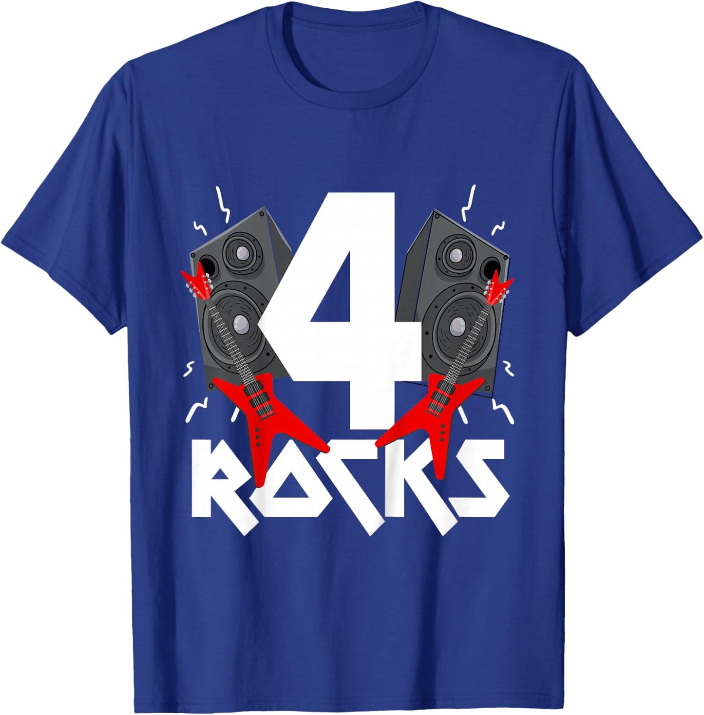 4 Rocks Birthday Party 4 Year Old Rock N Roll Star 4th Gift T-Shirt - T-Shirt | Royal