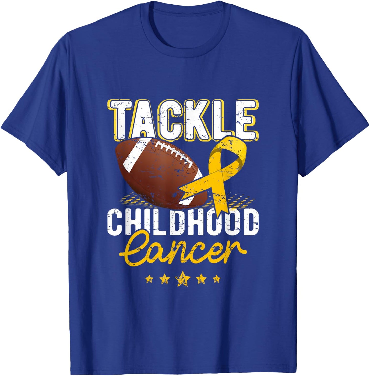 Childhood Tackle Childhood Cancer Awareness Football Gold T-Shirt - T-Shirt | Royal