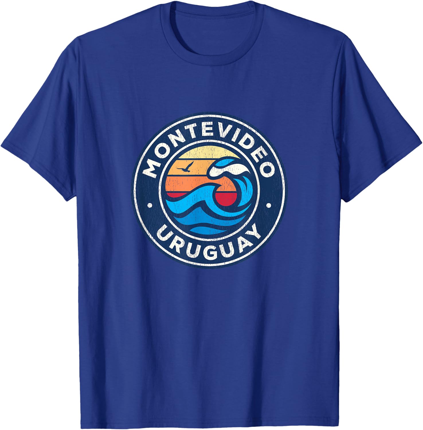 Montevideo Uruguay Vintage Nautical Waves Design T-Shirt - T-Shirt | Royal