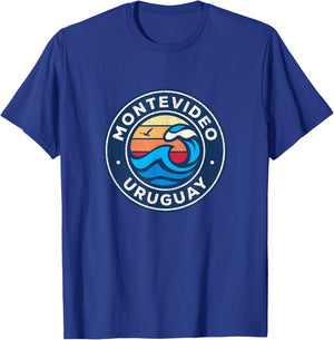Montevideo Uruguay Vintage Nautical Waves Design T-Shirt - T-Shirt | Royal