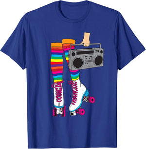 Retro Rollerskates Funny 80's Roller Disco Skating Girl Gift T-Shirt - T-Shirt | Royal
