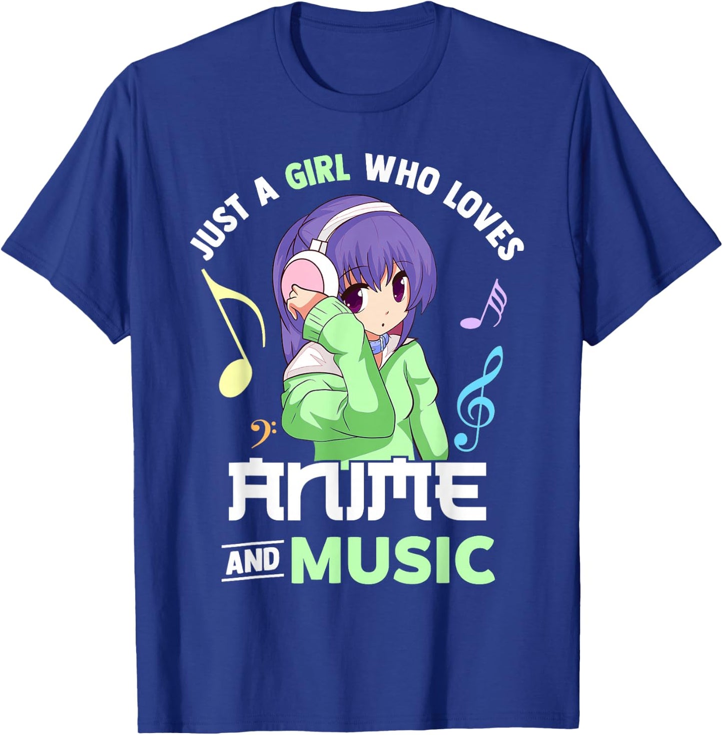 Just A Girl Who Loves Anime and Music Women Anime Musician T-Shirt - T-Shirt | Royal