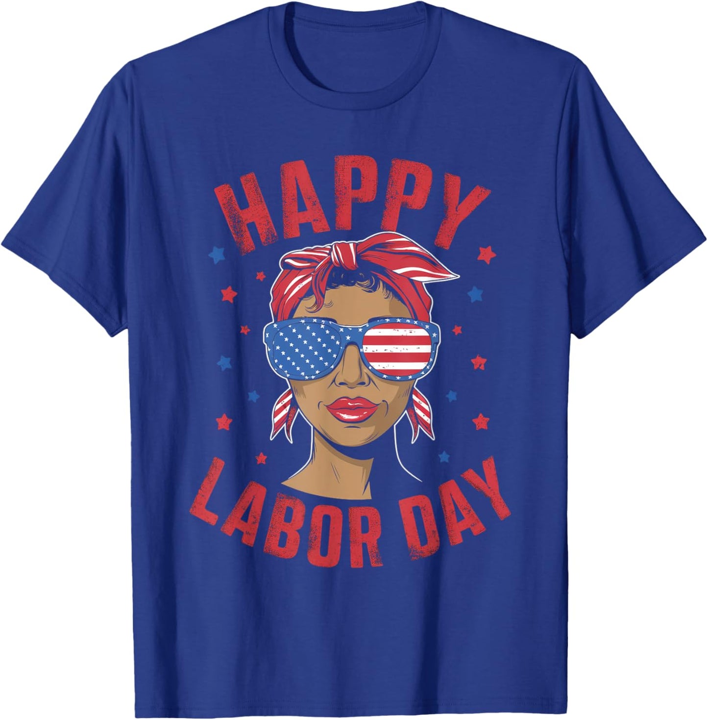 Happy Labor Day Labor Day Messy Bun USA Flag T-Shirt - T-Shirt | Royal