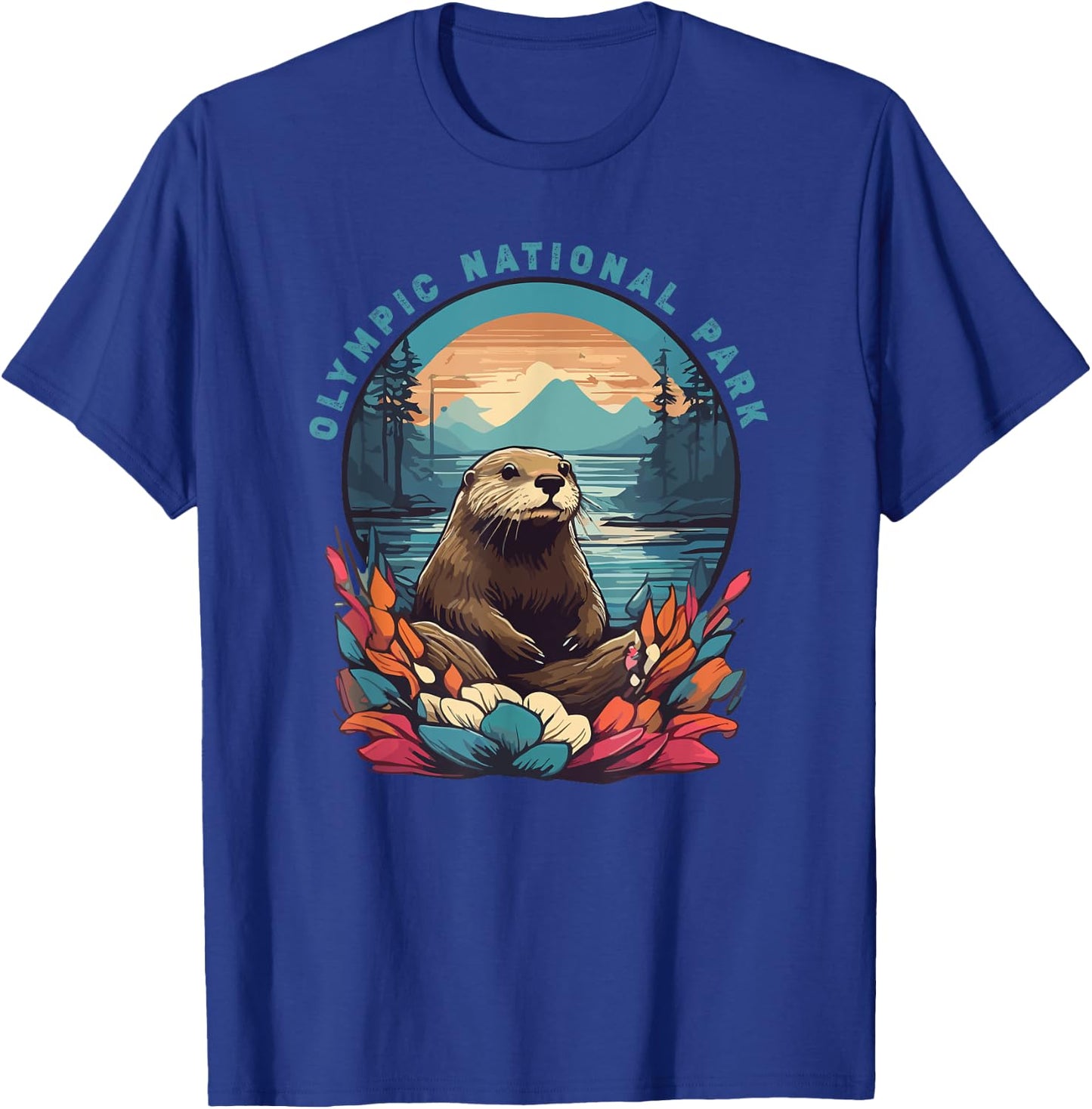 Olympic National Park Otter Lover Vintage American Souvenir T-Shirt - T-Shirt | Royal
