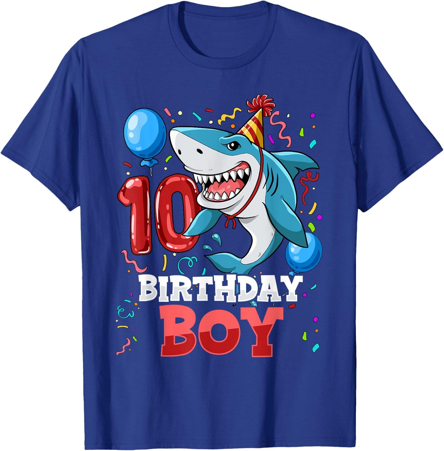 Shark 10th Birthday Boy T-Shirt - T-Shirt | Royal