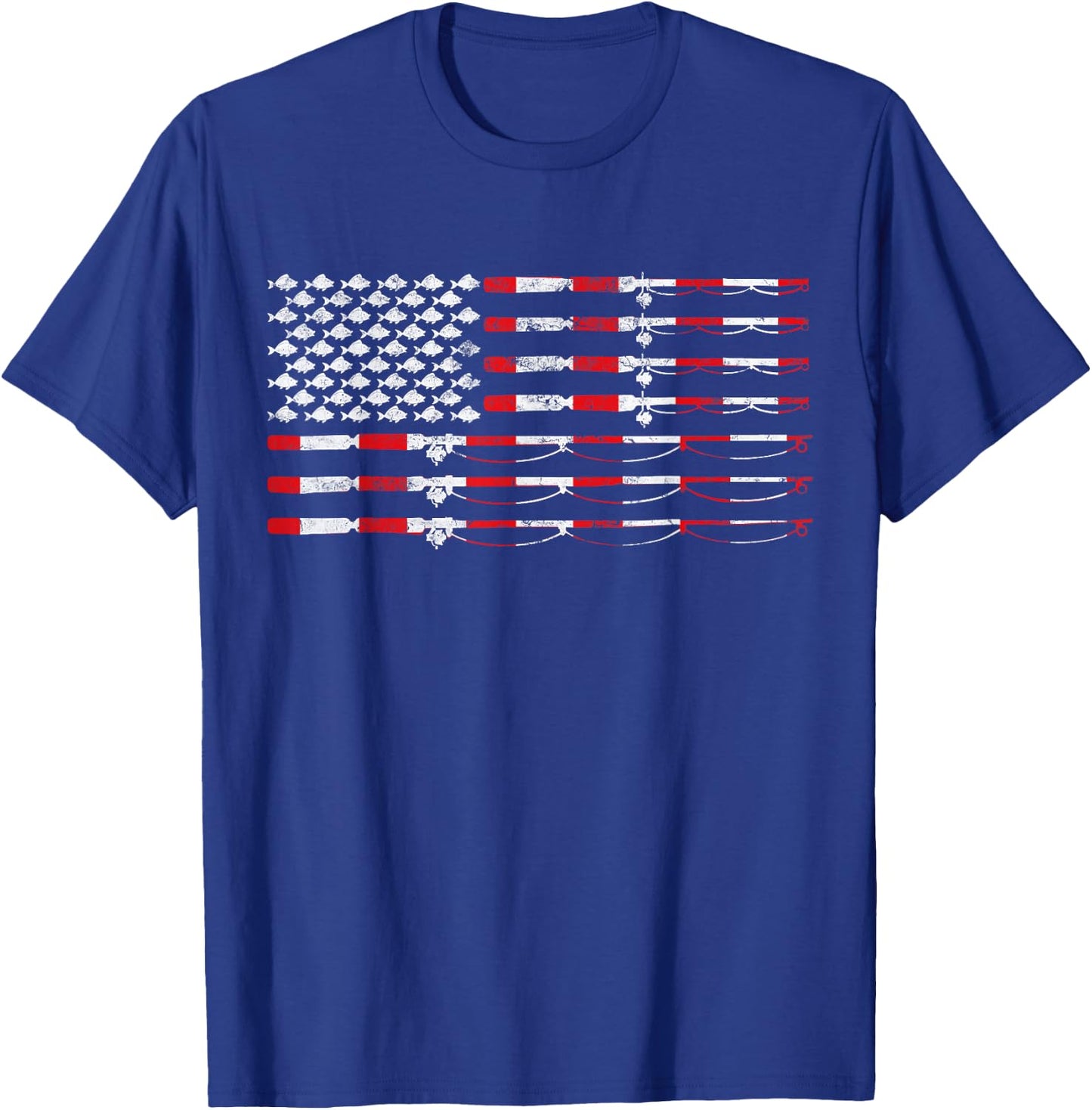 Fishing Fly Rod American Flag Gift Fisherman Small T-Shirt - T-Shirt | Royal