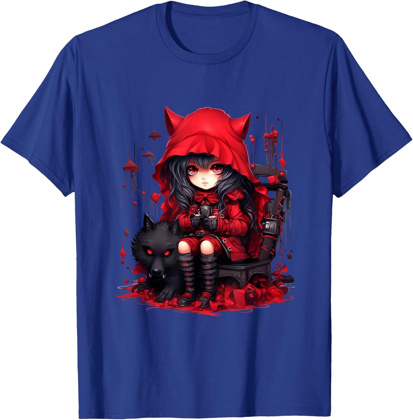 Chibi Little Red Riding Hood & Bad Wolf | Anime Kawaii Style T-Shirt - T-Shirt | Royal