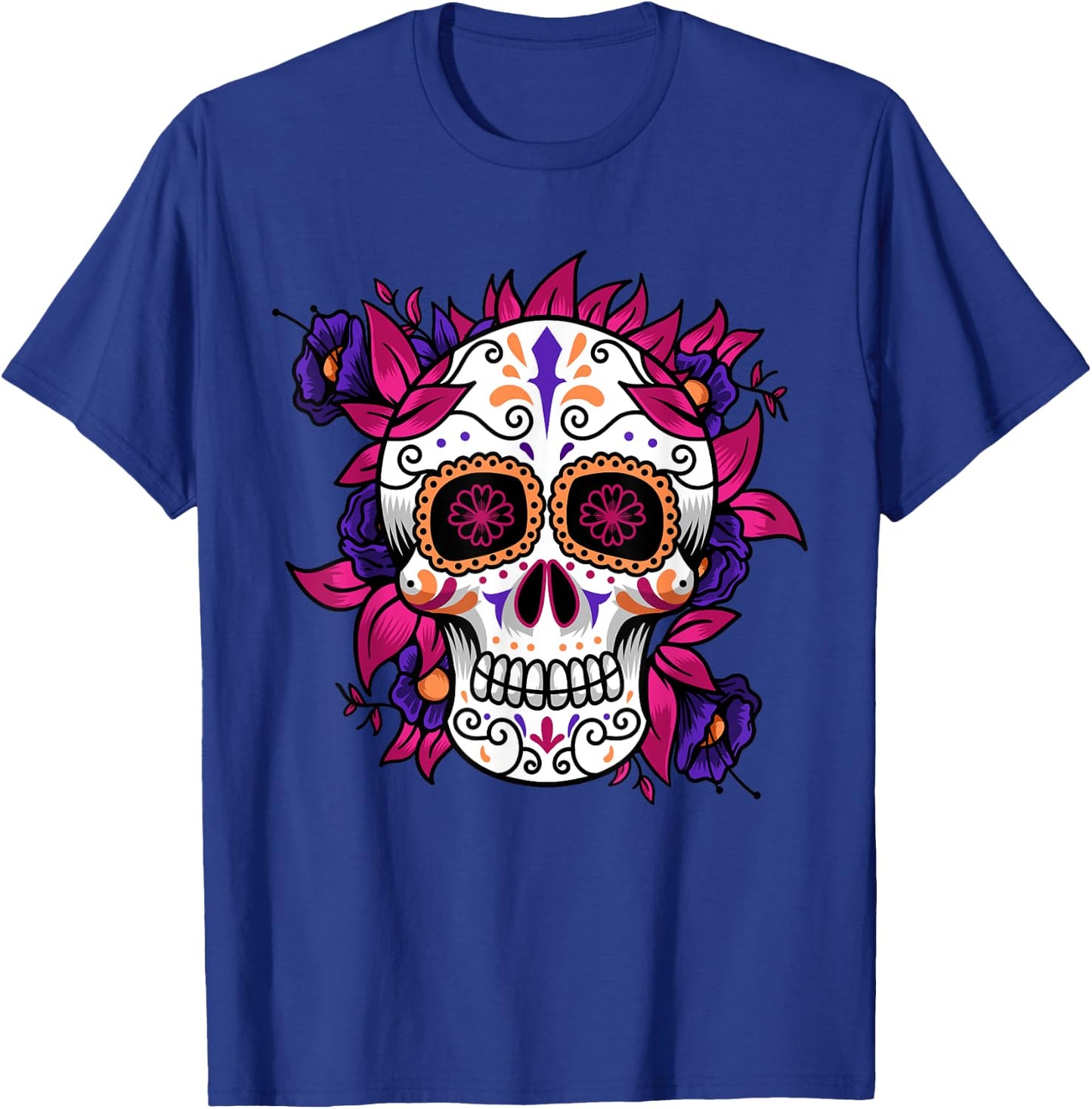Flower Sugar Skull Funny Day Of The Dead Gift Women T-Shirt - T-Shirt | Royal