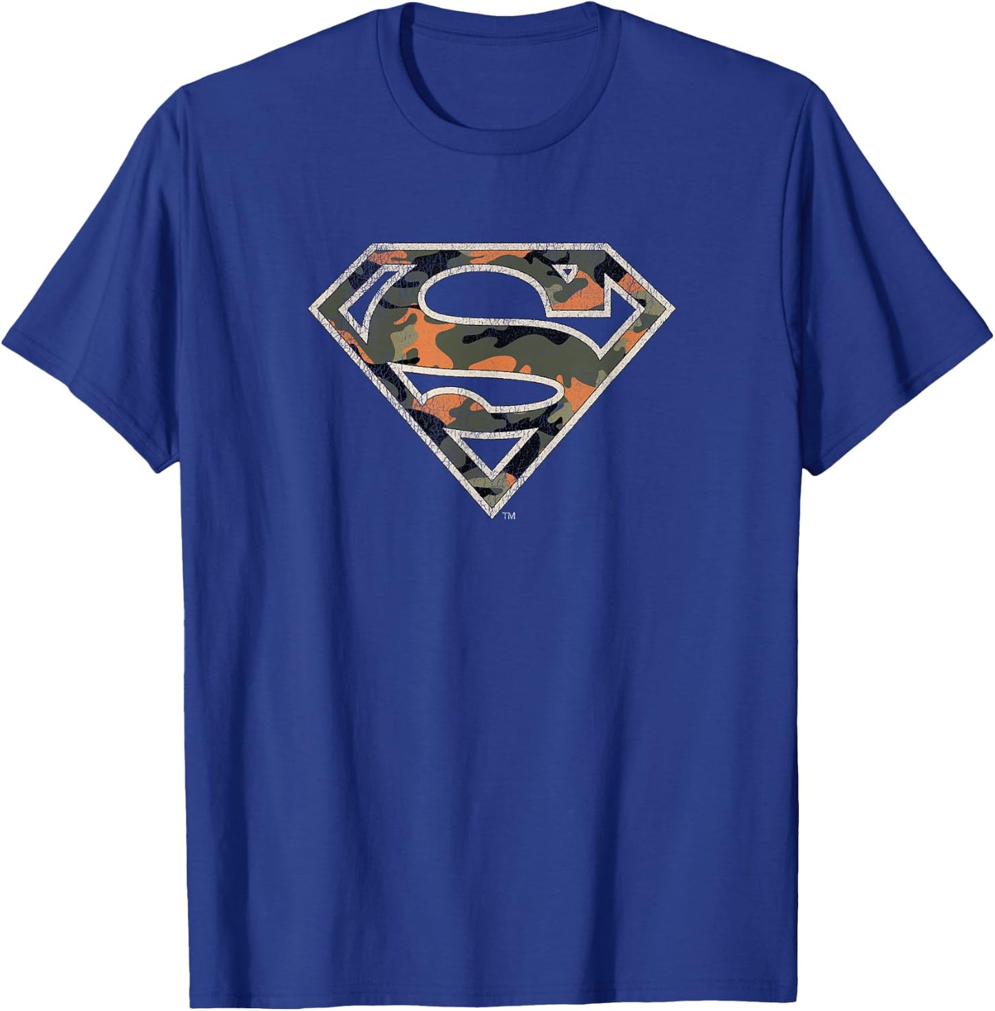 DC Comics Superman Shield Orange Camo White Outline T-Shirt - T-Shirt | Royal