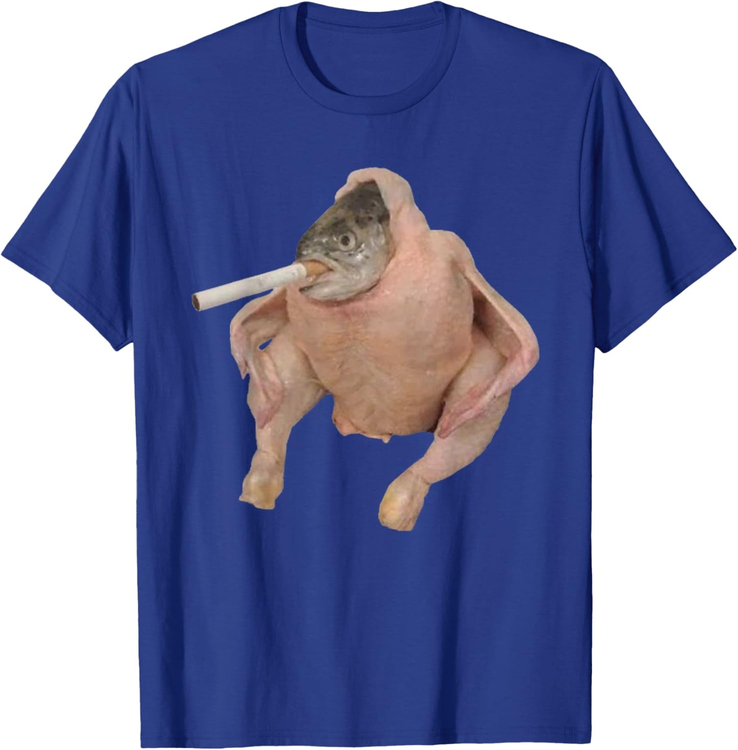 Fish Chicken Face Smoking a Cigarette funny meme T-Shirt - T-Shirt | Royal
