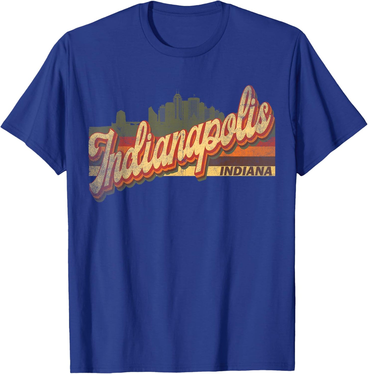 Indianapolis, Indiana Retro Vintage 70s 80s Distressed T-Shirt - T-Shirt | Royal