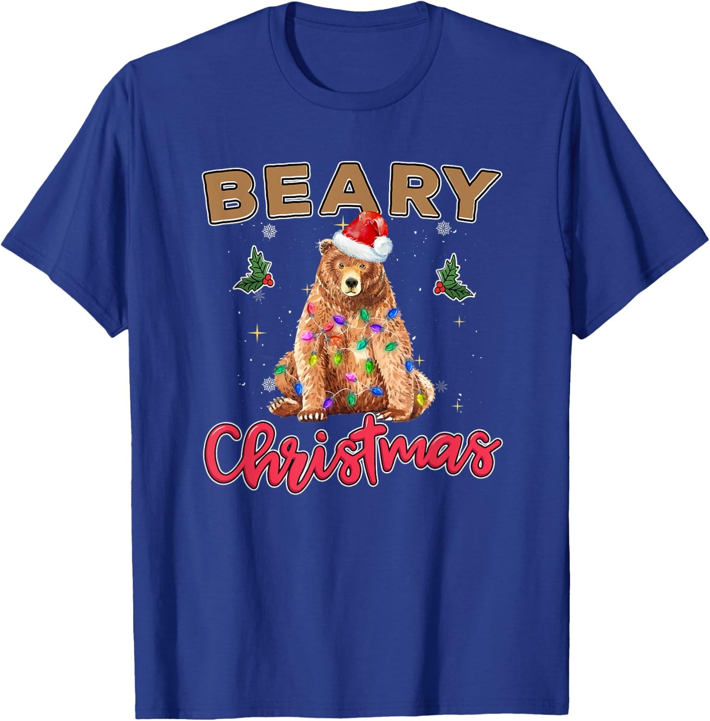 Beary Merry Christmas For Bear Lovers Funny Xmas Lights T-Shirt - T-Shirt | Royal