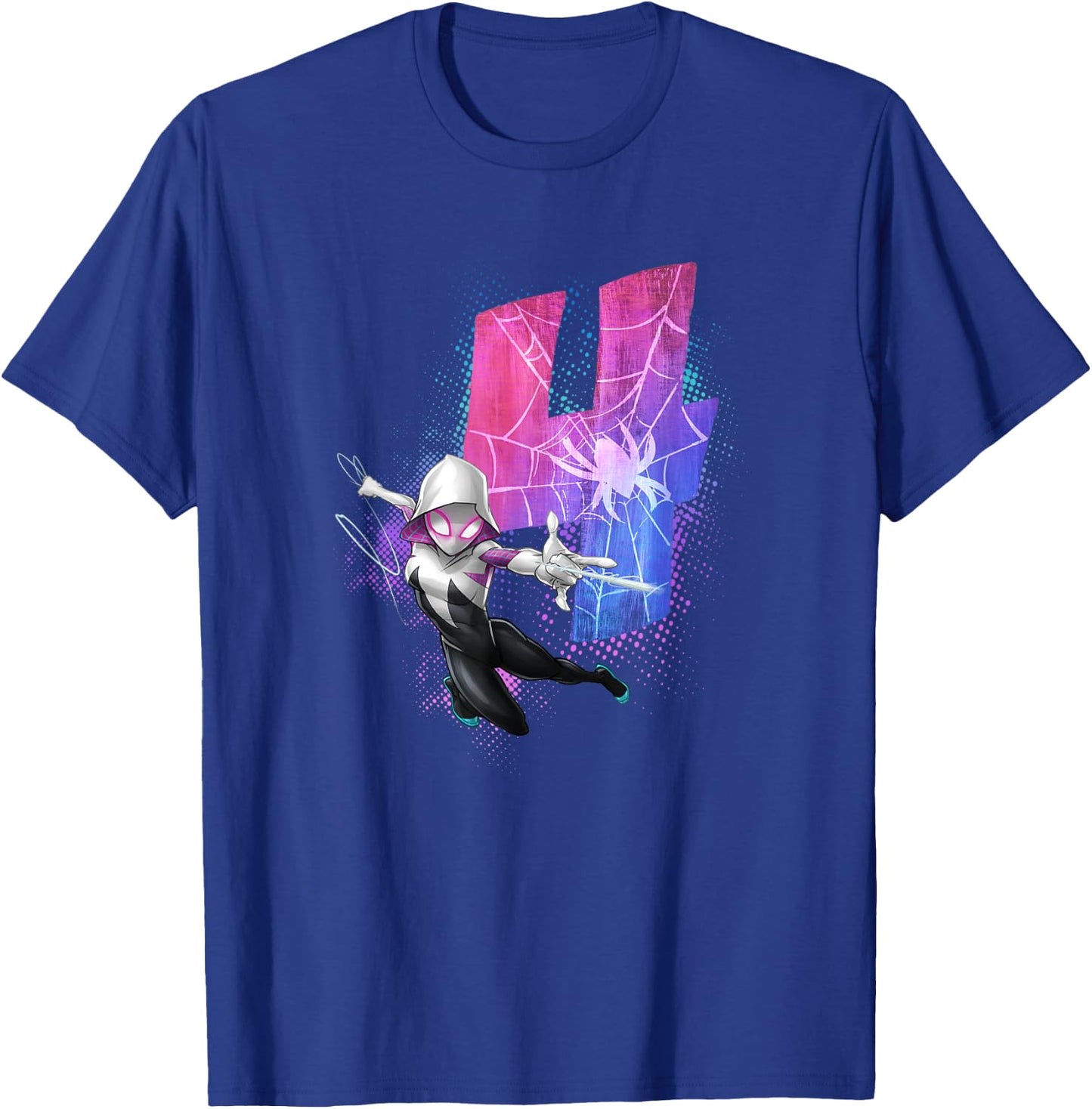 Marvel Ghost-Spider Gwen Stacy 4th Birthday Graphic T-Shirt - T-Shirt | Royal