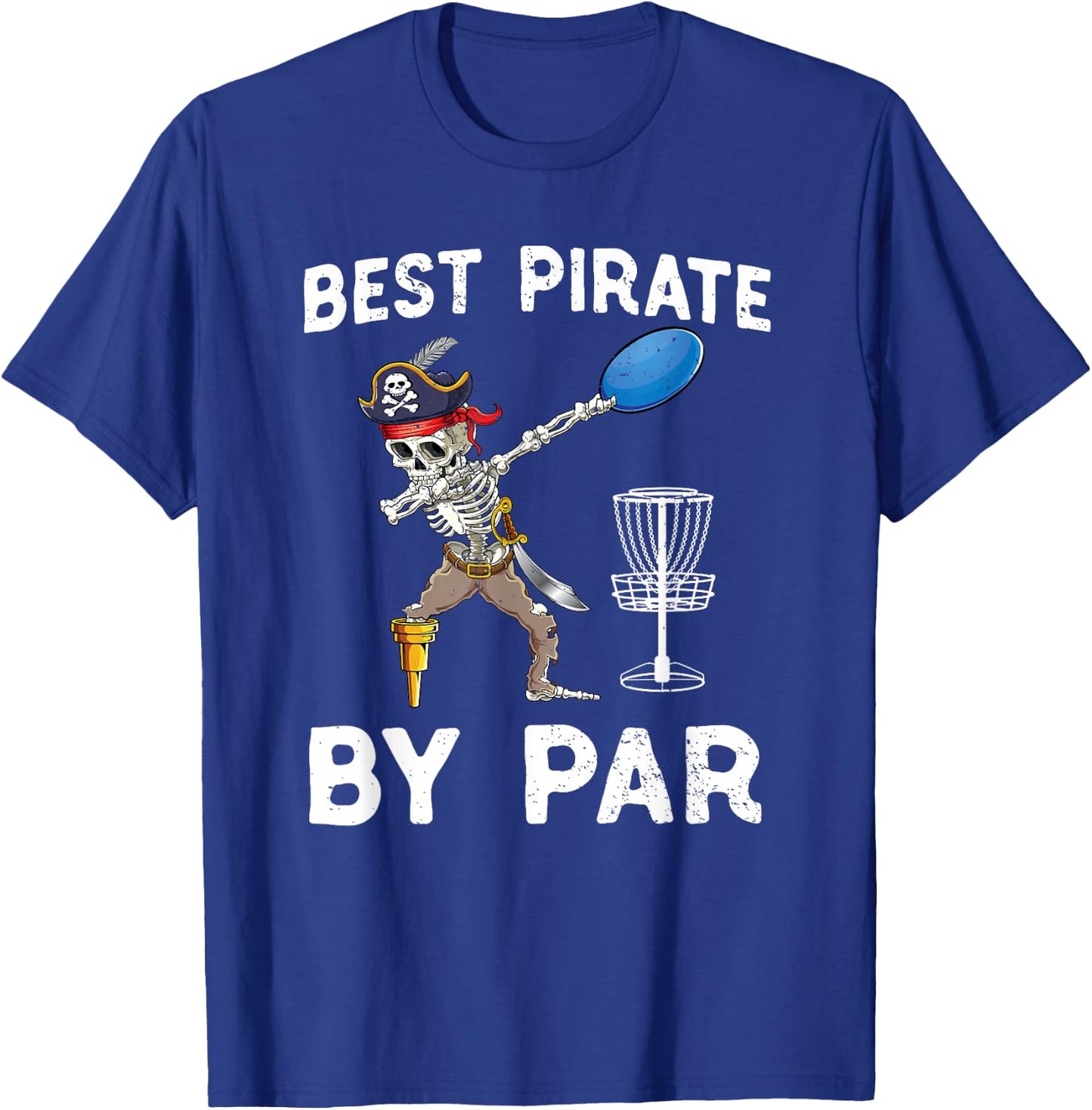 Funny Disc Golf Pirate Skeleton Halloween Frisbees Disk Golf T-Shirt - T-Shirt | Royal