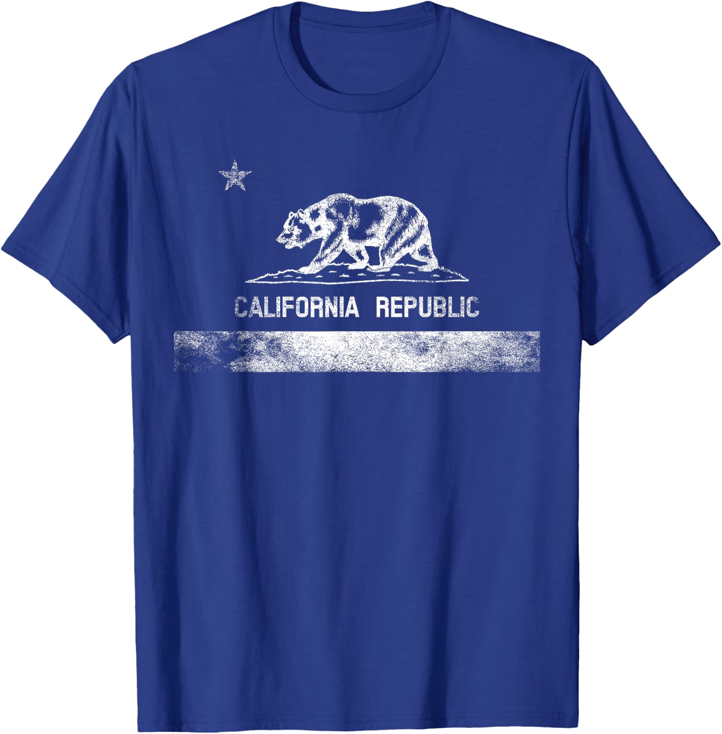 California State Flag Grizzly Bear Cali Distressed White T-Shirt - T-Shirt | Royal