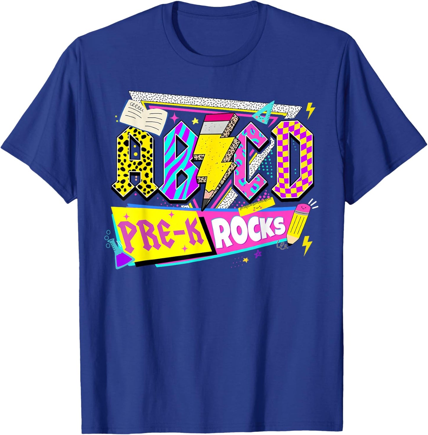 ABCD Pre-K Rocks Back To School PreK Kindergarten Teacher T-Shirt - T-Shirt | Royal