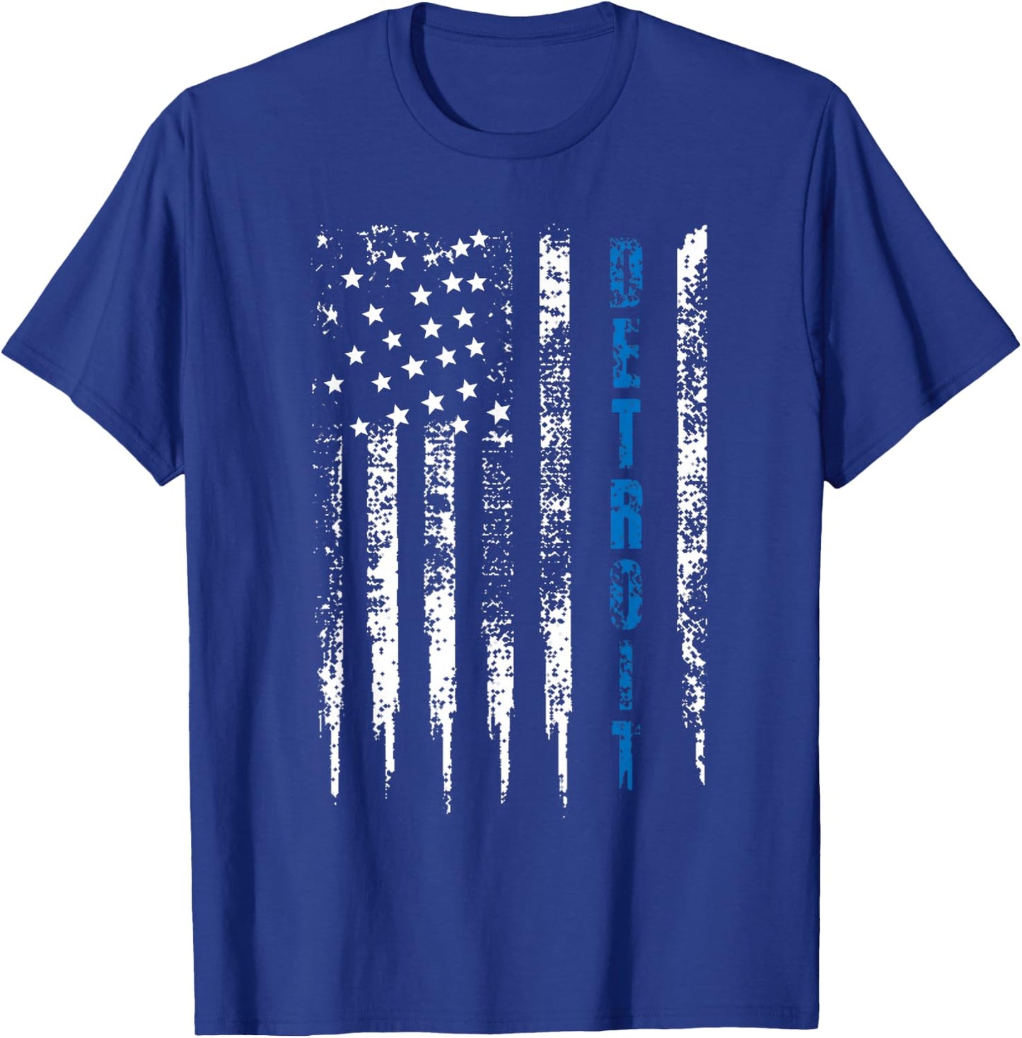 Thin Line Blue Detroit Distressed National Police Week T-Shirt - T-Shirt | Royal