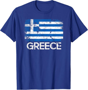 Greek Flag | Vintage Made In Greece Gift T-Shirt - T-Shirt | Royal