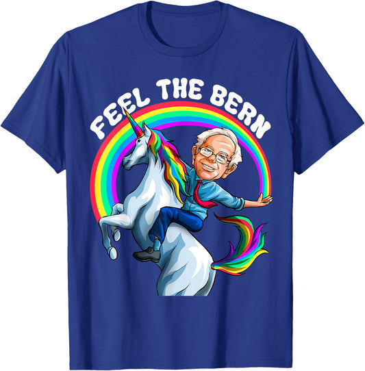 Feel the Bernie Shirt Riding Unicorn Magical Rainbow Bern T-Shirt - T-Shirt | Royal