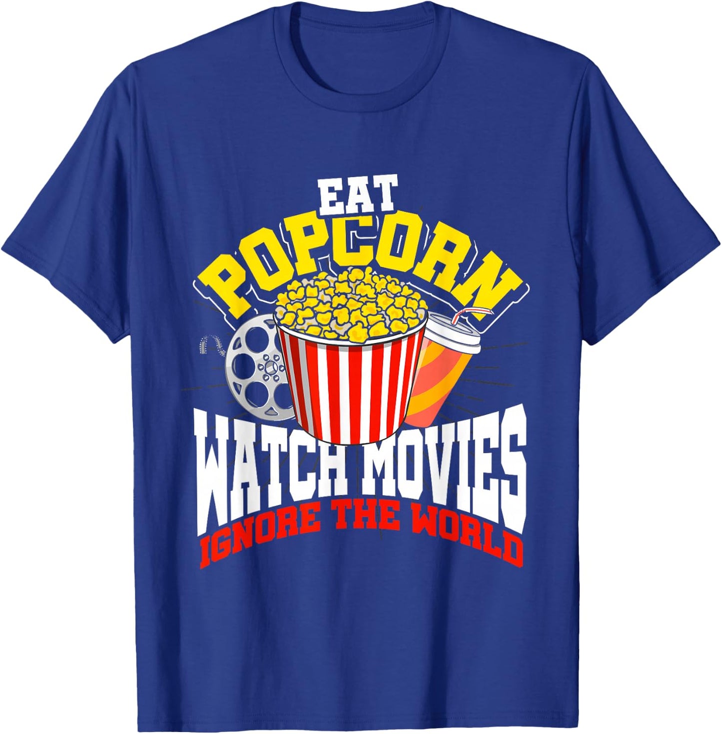 Retro Movie Night Gift Film Food Lover Popcorn T-Shirt - T-Shirt | Royal