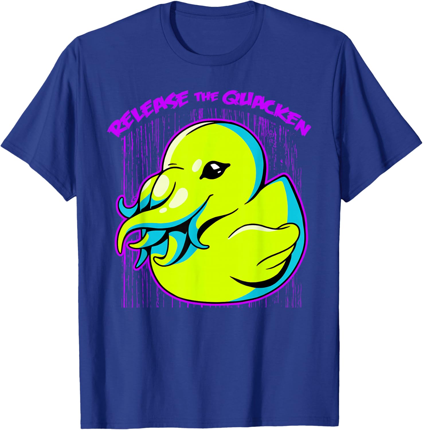Release The Quacken Rubber Duck Cryptid Kraken T-Shirt - T-Shirt | Royal