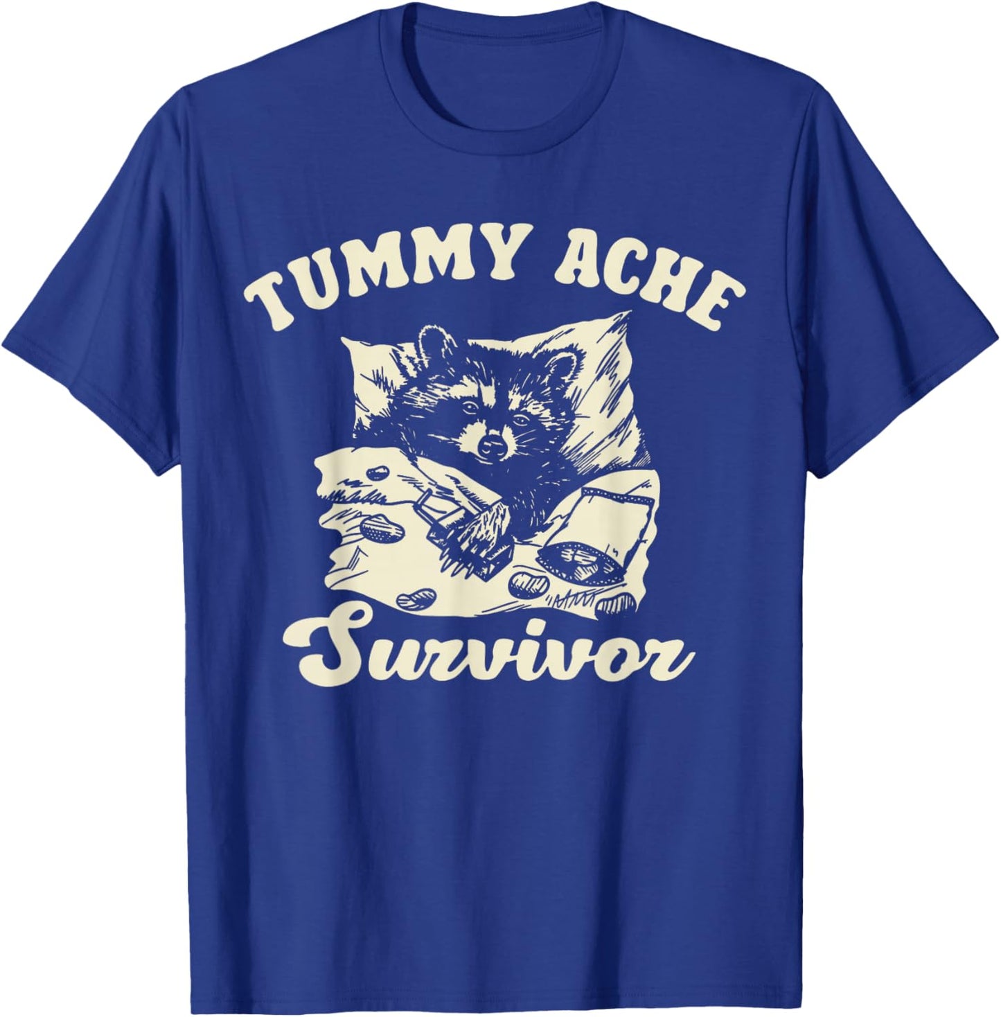 Vintage Tummy Ache Survivor Racoon Retro 90s Animal Lover T-Shirt - T-Shirt | Royal