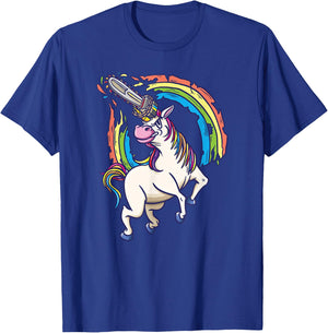 Chainsaws unicorn comes to kill fun gift T-Shirt - T-Shirt | Royal