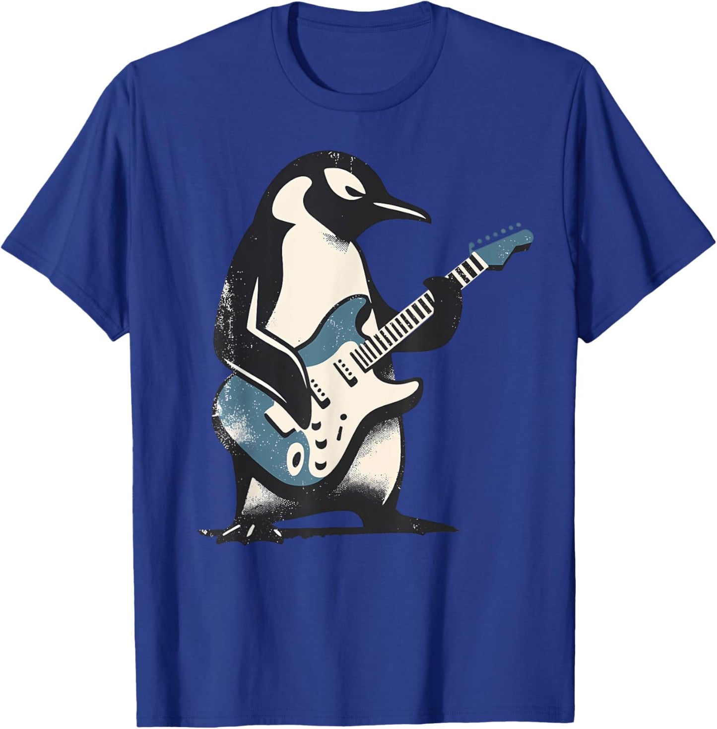 Cool Penguin Playing Guitar Music Lover Penguin Guitar Funny T-Shirt - T-Shirt | Royal