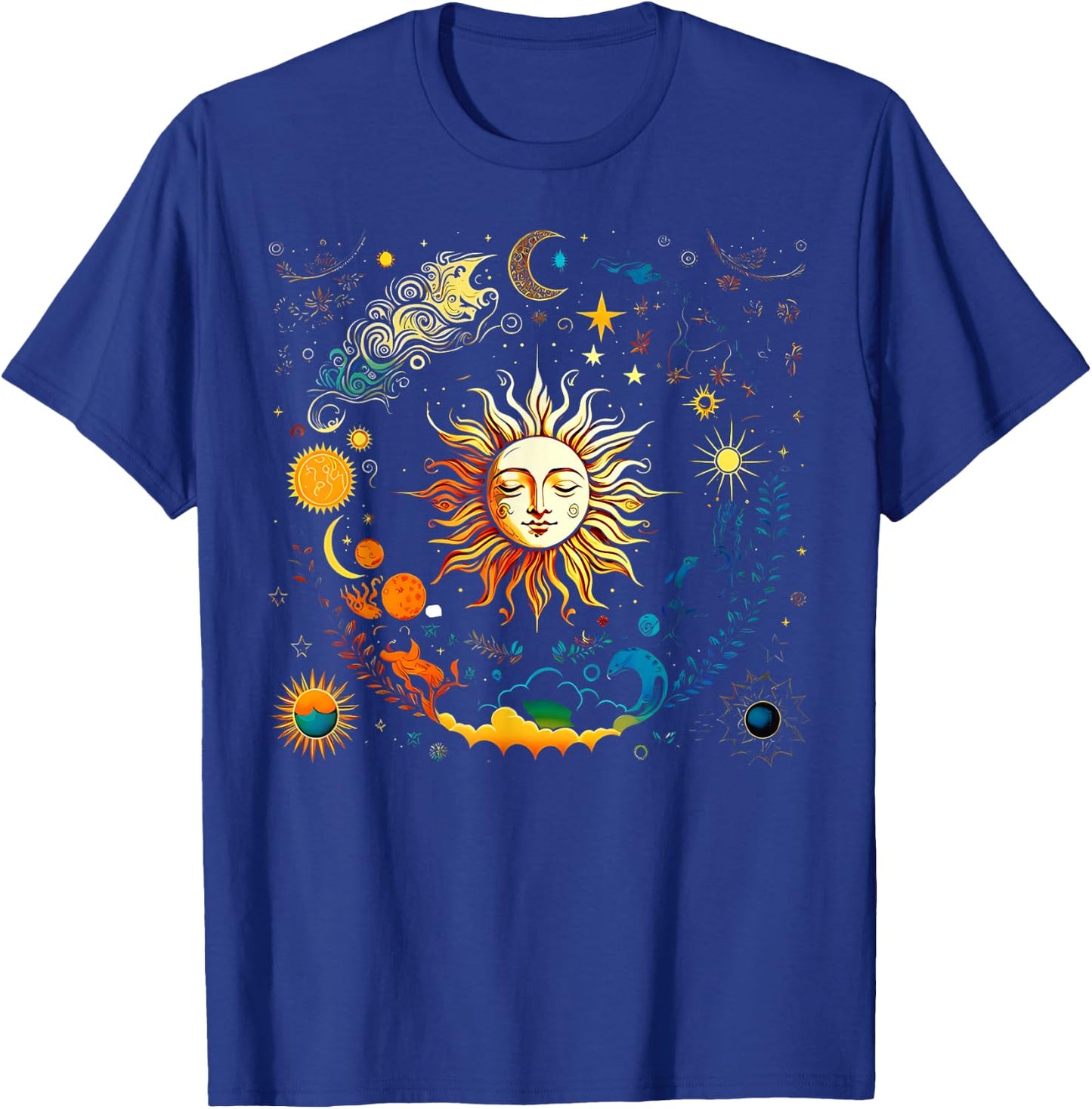 Celestial Sun & Elements Stars Boho Luna Solar Astronomy T-Shirt - T-Shirt | Royal