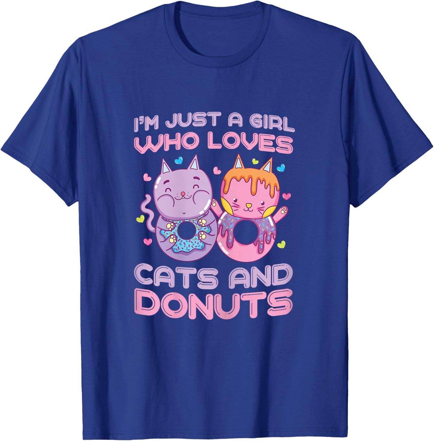 Just a Girl Who Loves Cats and Donuts Funny Donuts Cat Gifts T-Shirt - T-Shirt | Royal
