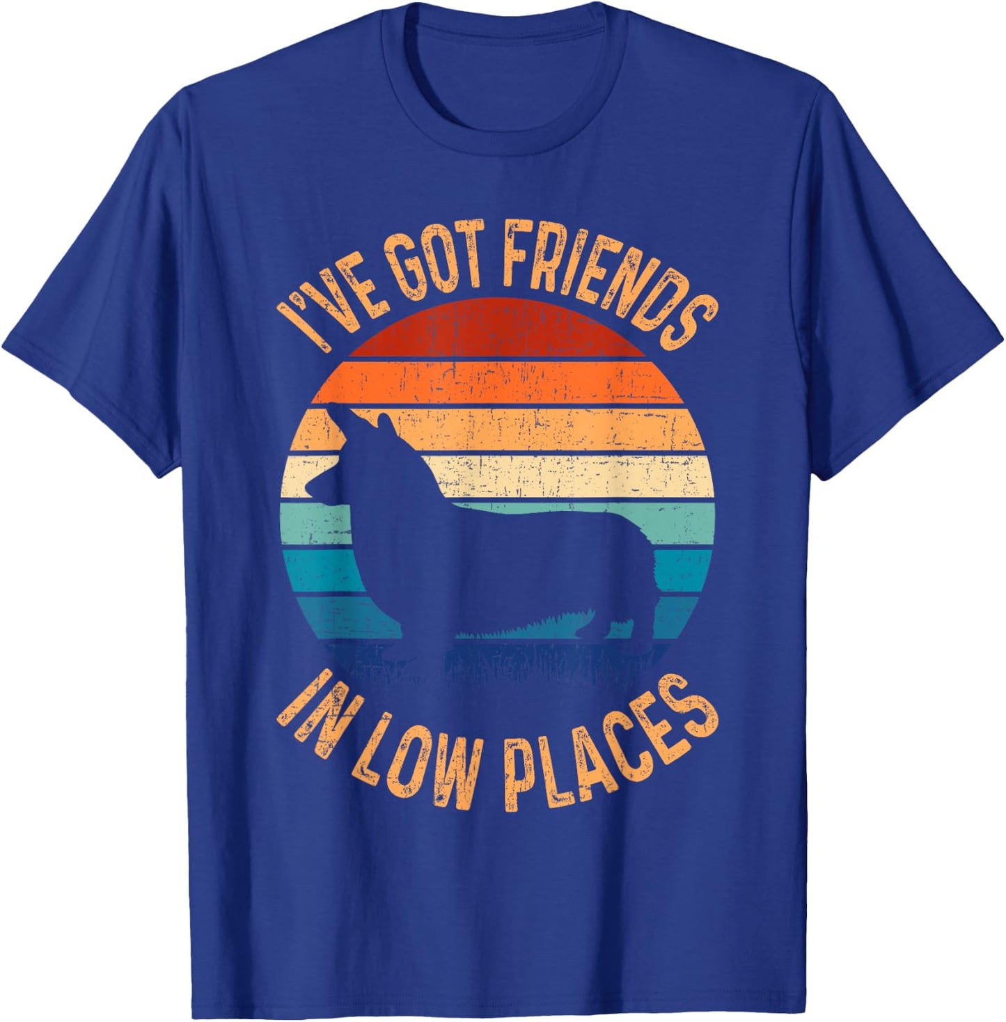 Funny Got Friends Low Place Tricolor Corgi Lover T-Shirt - T-Shirt | Royal