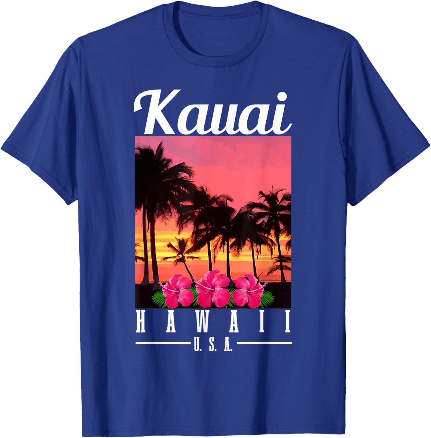 Kauai Hawaii Aloha Hawaiian Islands Surfer Souvenir T-Shirt - T-Shirt | Royal