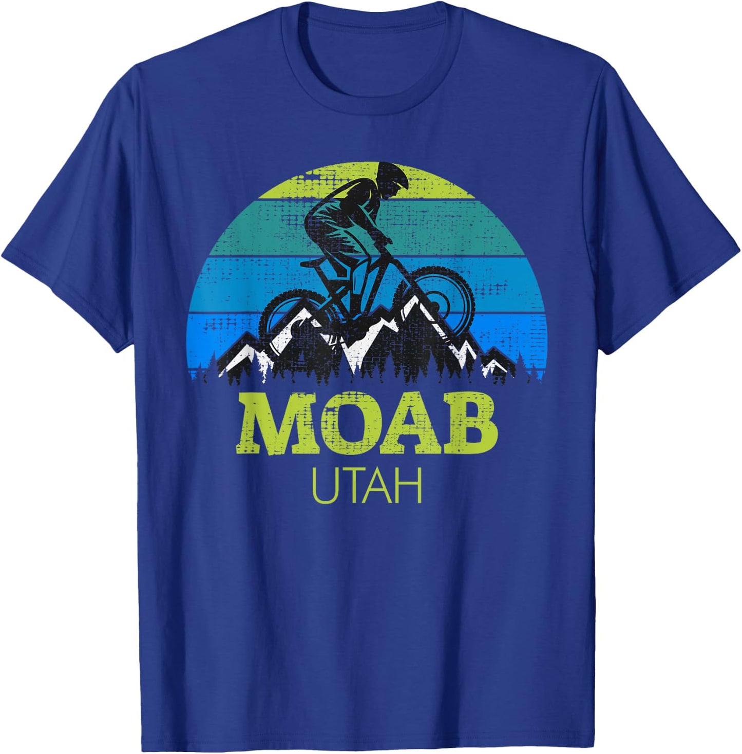 Moab Utah Mountain Biking MTB Retro Sunset T-Shirt - T-Shirt | Royal
