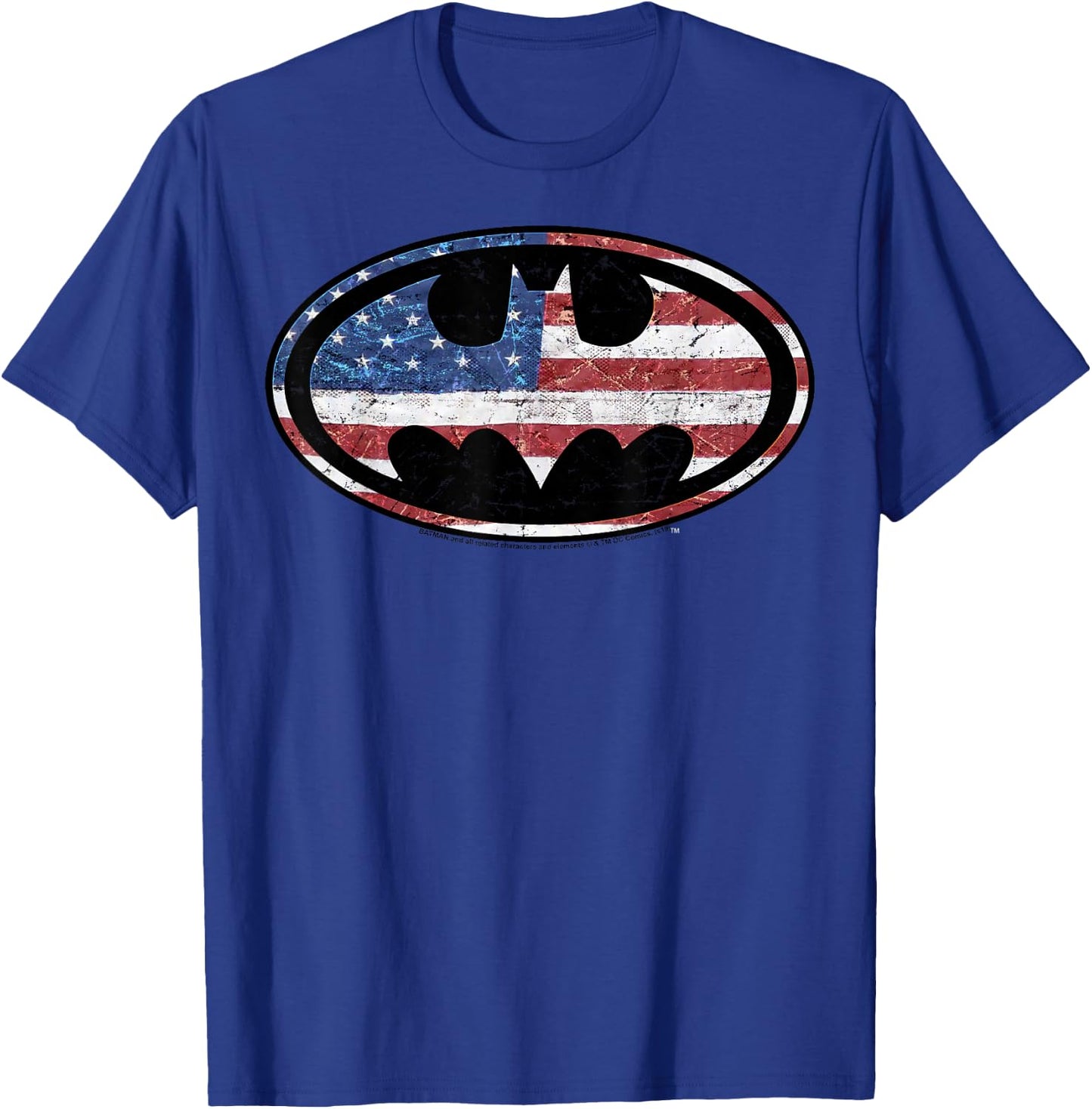 DC Comics Batman Old Glory American Flag Logo T-Shirt - T-Shirt | Royal