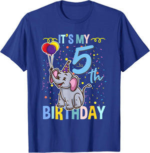 Its My 5th Birthday Elephant Animal Lover T-Shirt - T-Shirt | Royal