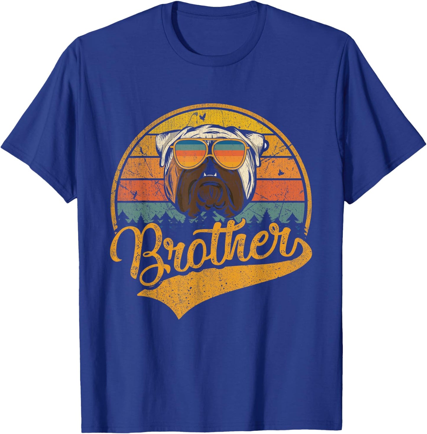 Father's Day Gifts Retro Vintage English Bulldog Brother Women Kids T-Shirt - T-Shirt | Royal