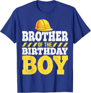 Brother of the Birthday Boy Construction Birthday Party T-Shirt - T-Shirt | Royal