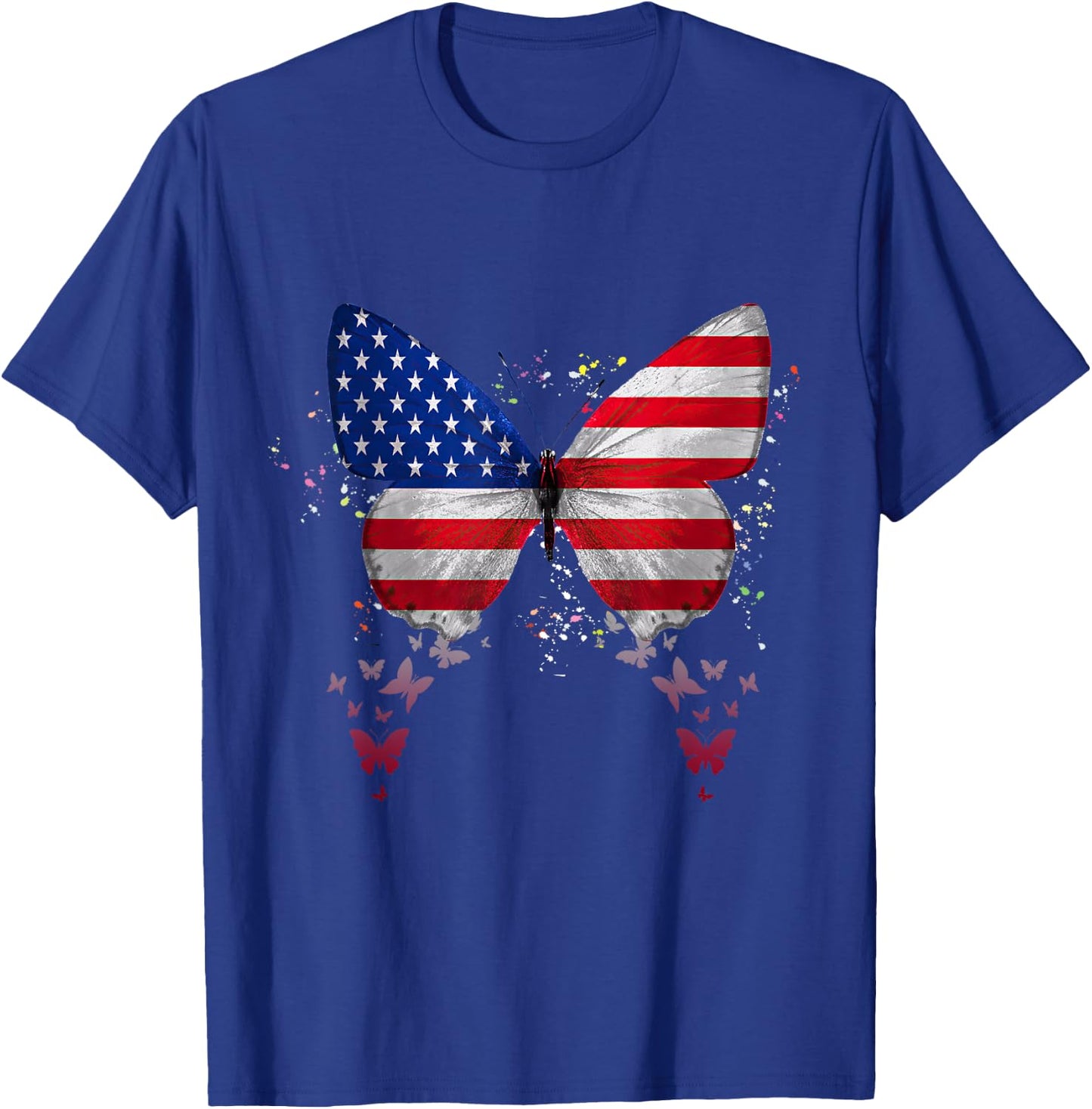 Butterfly American Flag 4th Of July Butterfly Lover T-Shirt - T-Shirt | Royal