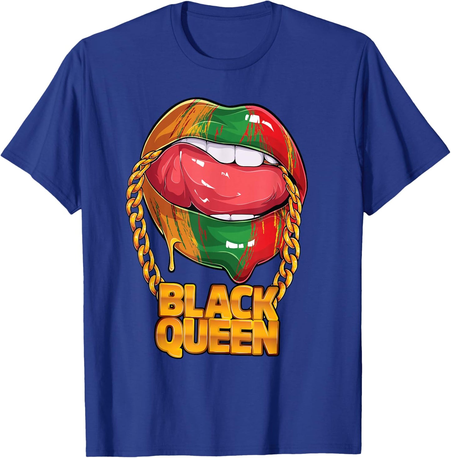 Black Queen Afro American Melanin Girl Lips Black History T-Shirt - T-Shirt | Royal