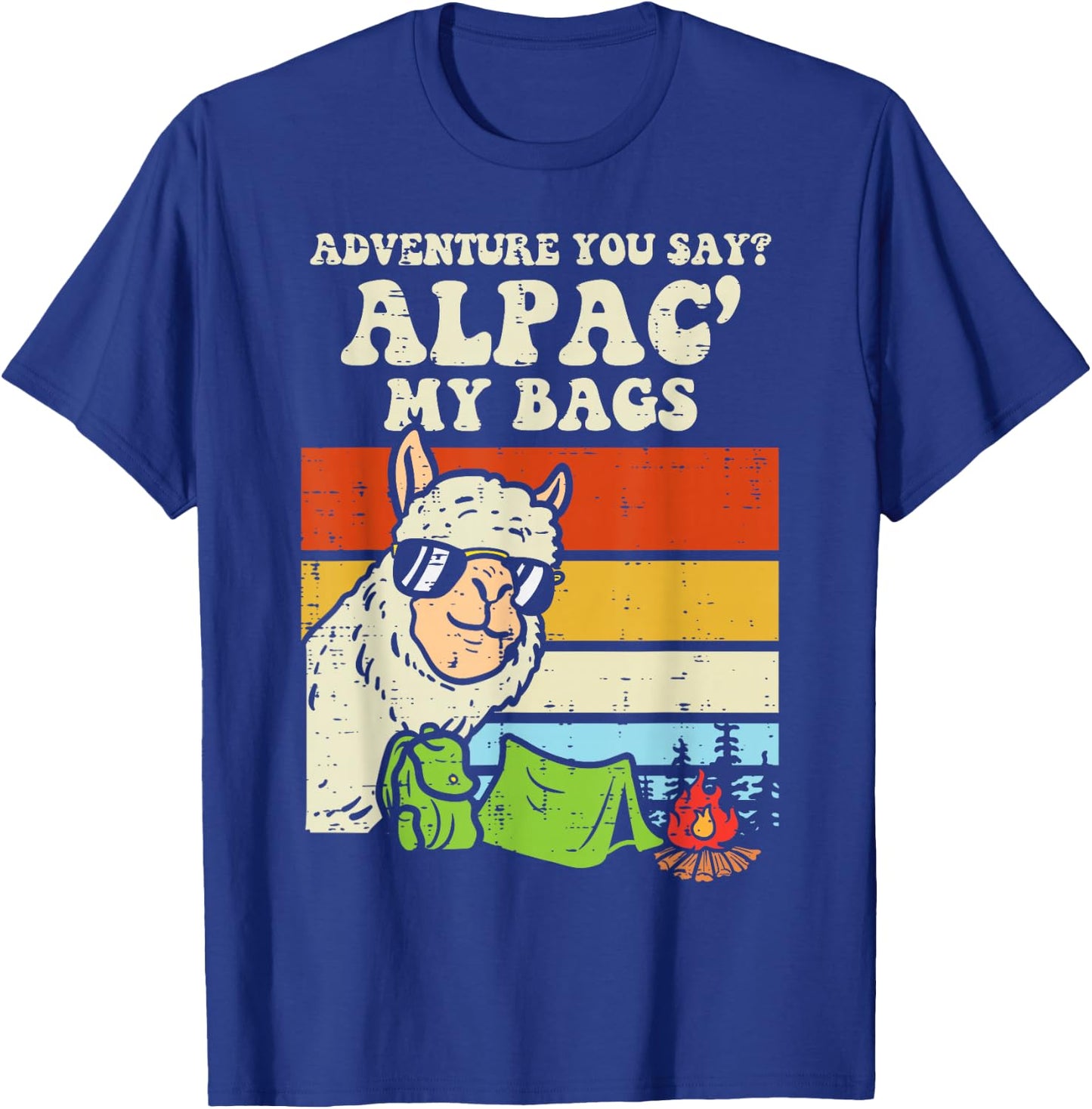 Adventure Alpaca My Bags Retro Camping Camper Men Women Kids T-Shirt - T-Shirt | Royal