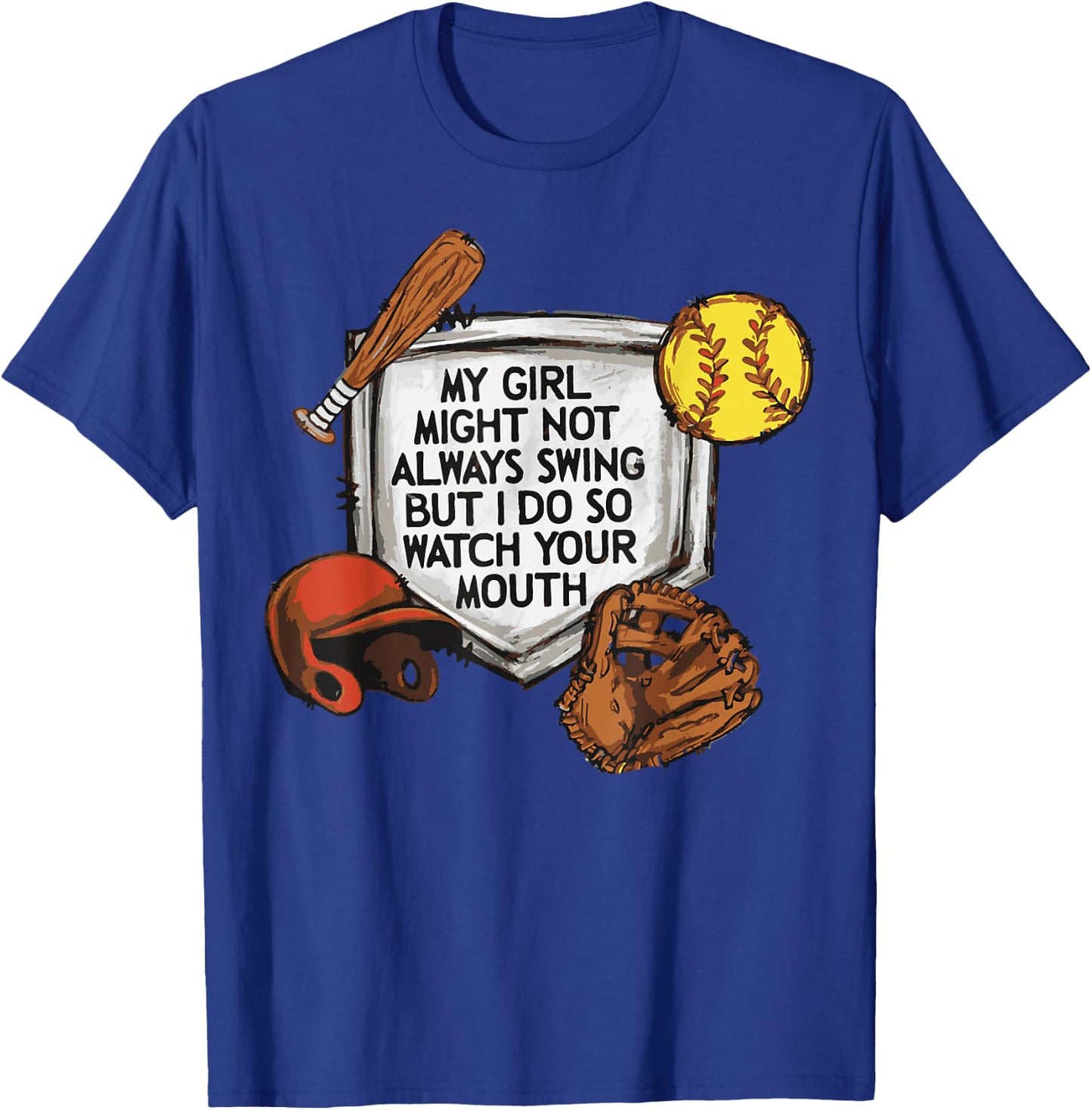 My kid may not swing but I do Softball Mom T-Shirt - T-Shirt | Royal