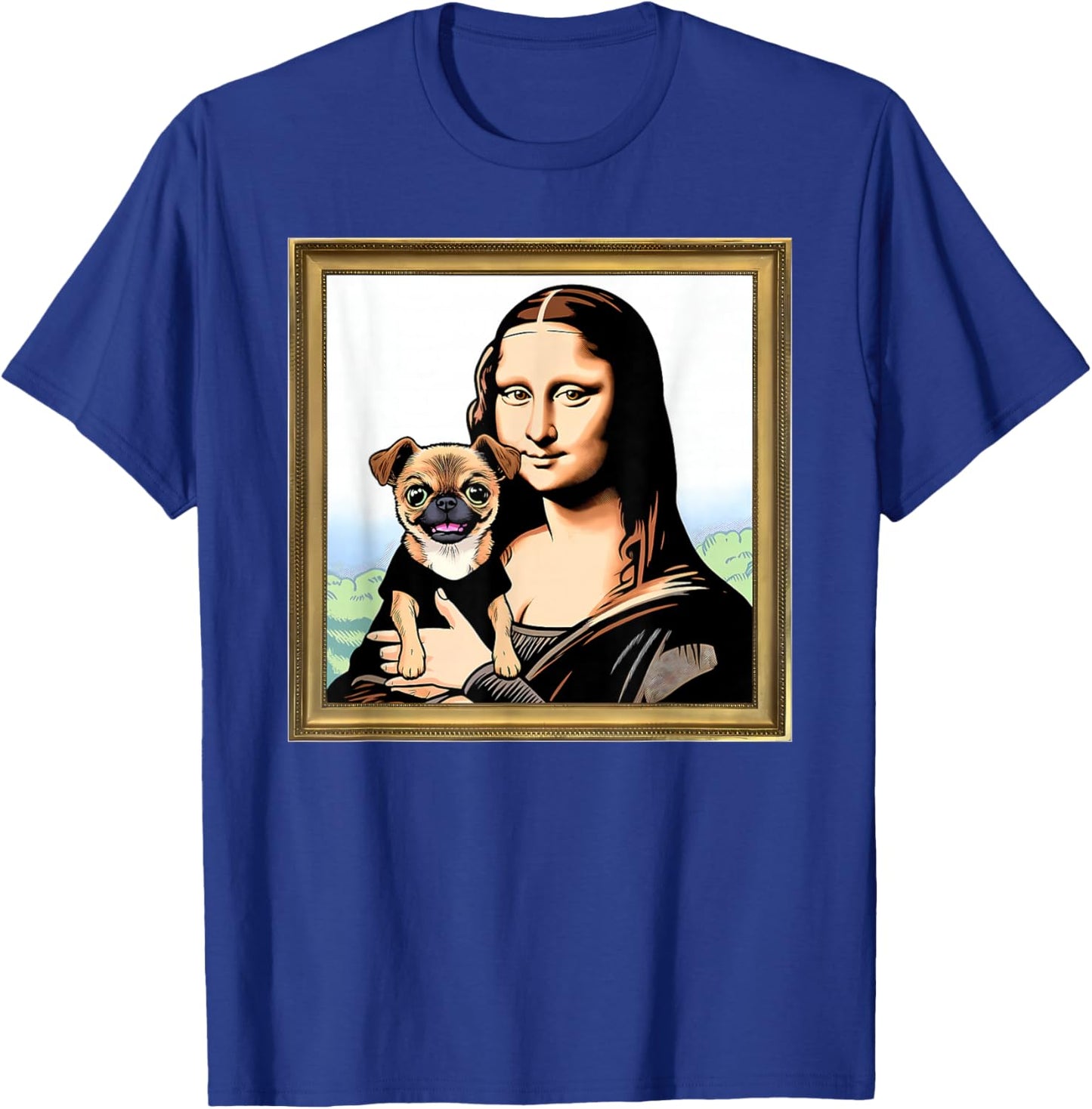 Humor Mona Lisa With Chug dog T-Shirt - T-Shirt | Royal